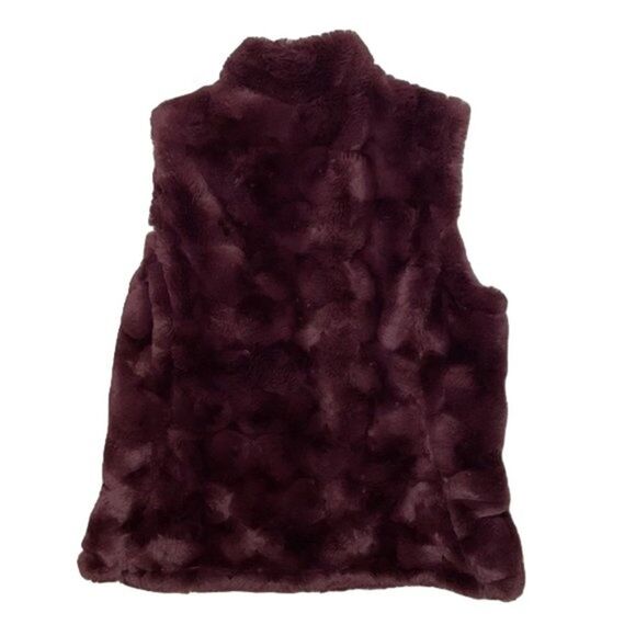 Nicole Miller Original Reversible Vest Womens Small Wine Red Faux Fur Quilted - Picture 6 of 11